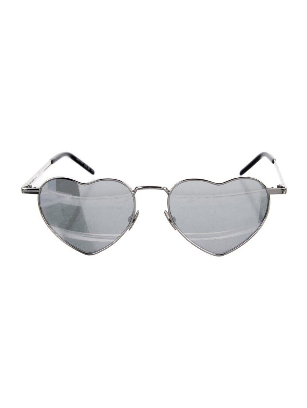 Saint Laurent SL 301 Loulou Heart Sunglasses Silver Mirror w/ Case & Auth Card